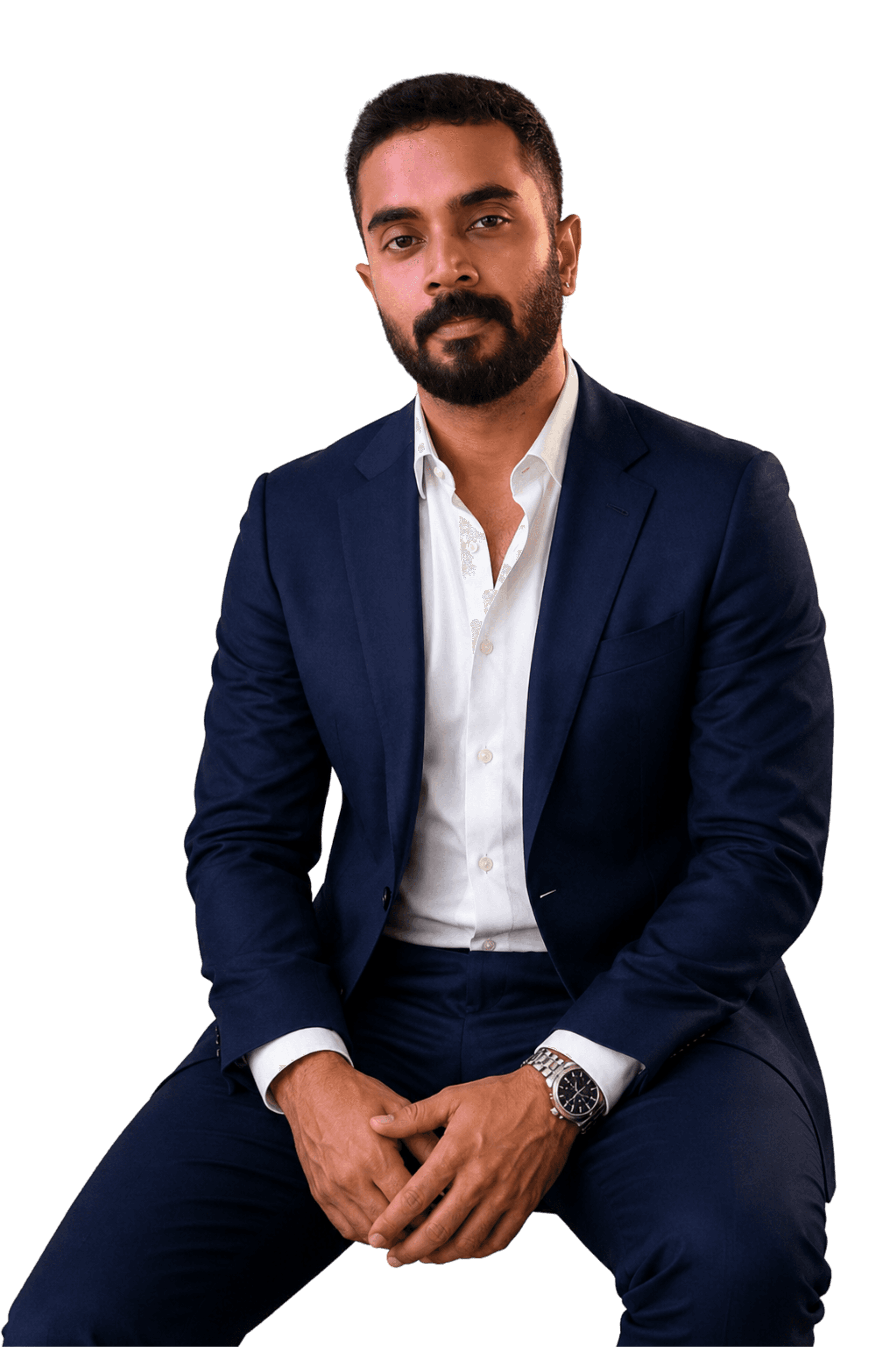 Rithik M.R in a navy business suit